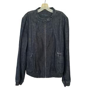 NWT Ann Taylor Zip 100% Cotton Dark Wash Denim Jean Jacket Modern Fit Size 18